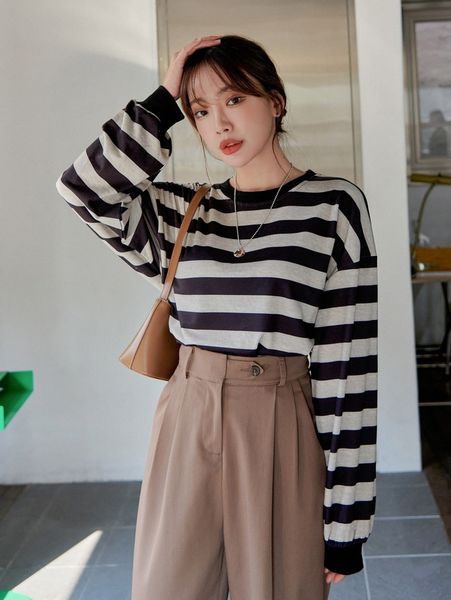 dazy striped drop shoulder pullover l0uq#, White;black
dazy striped drop shoulder pullover l0uq#, White;black