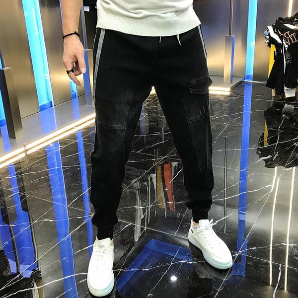 men's casual pants 2021 autumn fashion personality lace up simple side stripe jeans long handsome and versatile, Black
men's casual pants 2021 autumn fashion personality lace up simple side stripe jeans long handsome and versatile, Black
