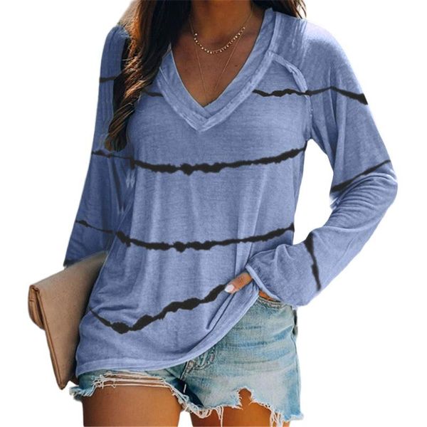women's striped printed v-neck long sleeve t-shirt fashion tie dye loose multicolor rainbow printing home casual clothes, White
women's striped printed v-neck long sleeve t-shirt fashion tie dye loose multicolor rainbow printing home casual clothes, White