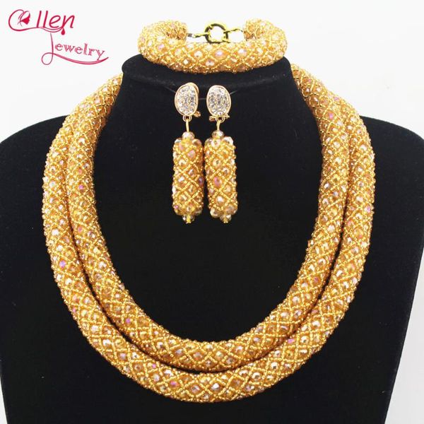 earrings & necklace golden crystal nigerian wedding bridal african beads jewelry set handmade dubai sets bracelet n0026, Silver
earrings & necklace golden crystal nigerian wedding bridal african beads jewelry set handmade dubai sets bracelet n0026, Silver