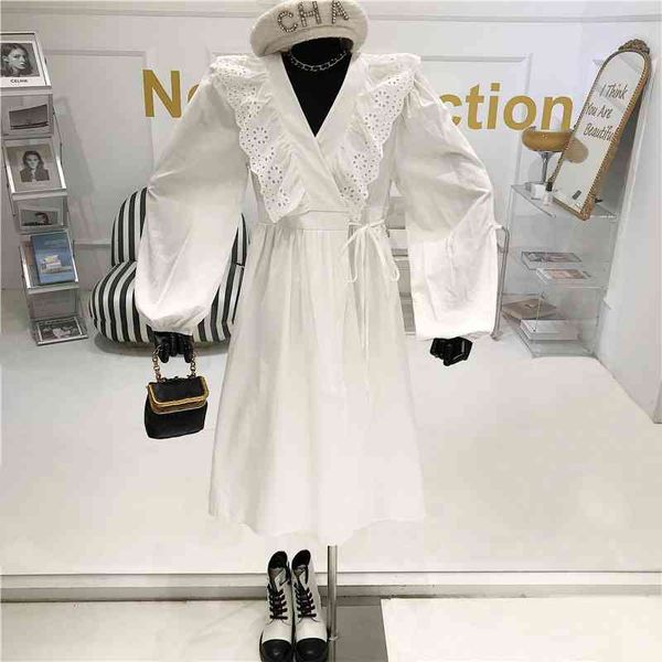 spring summer 2021 flounces v collar lantern manga white dress temperament waist with belt show thin skirt, Black;gray
spring summer 2021 flounces v collar lantern manga white dress temperament waist with belt show thin skirt, Black;gray