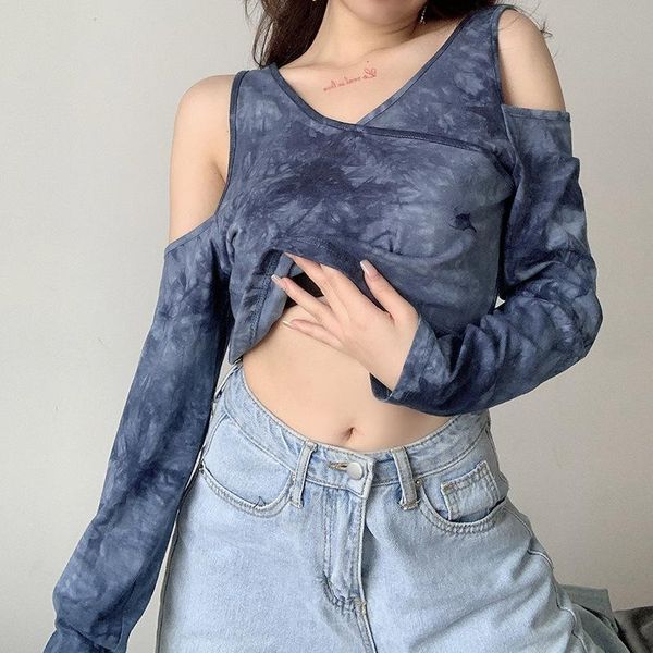 women's t-shirt goth women tie-dye short-length 2021 lady v neck off-shoulder street long-sleeved basic gray hipster cool tshirt, White
women's t-shirt goth women tie-dye short-length 2021 lady v neck off-shoulder street long-sleeved basic gray hipster cool tshirt, White