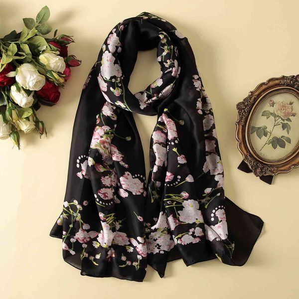 silk women's summer beach towel scarf satin plum blossom print shawl, Blue;gray
silk women's summer beach towel scarf satin plum blossom print shawl, Blue;gray