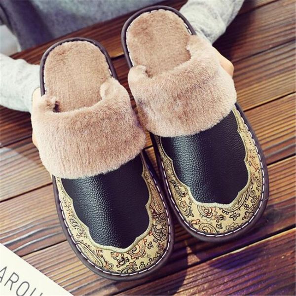 slippers men women winter genuine leather warm indoor slipper waterproof home house shoes y1291, Black
slippers men women winter genuine leather warm indoor slipper waterproof home house shoes y1291, Black