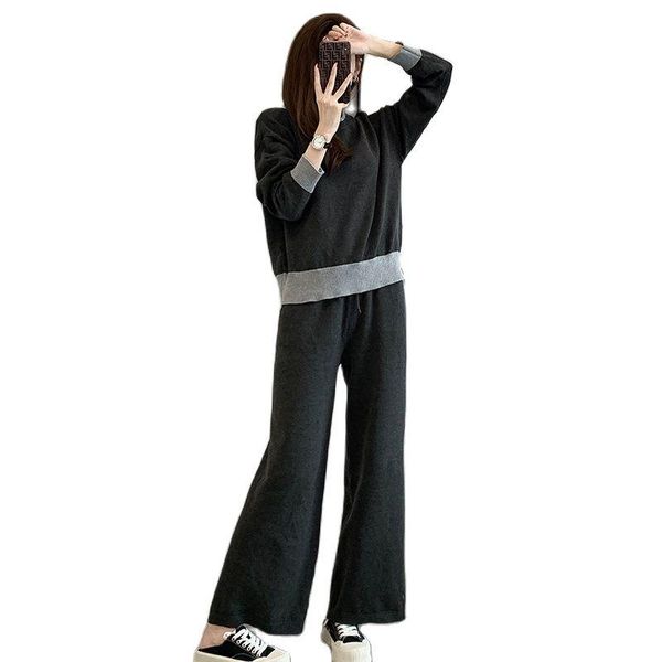 women's two piece pants casual knitted suit 2021 autumn and winter thick round neck pullover sweater + wide leg two-piece fashion cloth, White
women's two piece pants casual knitted suit 2021 autumn and winter thick round neck pullover sweater + wide leg two-piece fashion cloth, White