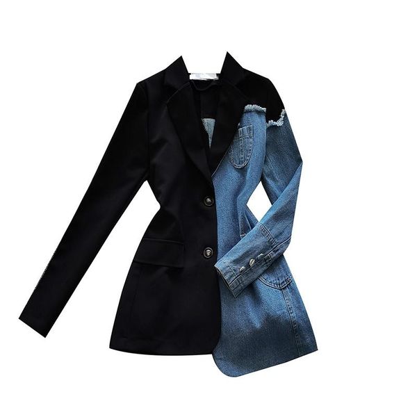 women's trench coats contrasting stitching denim 2021 spring autumn suit collar long-sleeved loose windbreaker for women f890, Tan;black
women's trench coats contrasting stitching denim 2021 spring autumn suit collar long-sleeved loose windbreaker for women f890, Tan;black