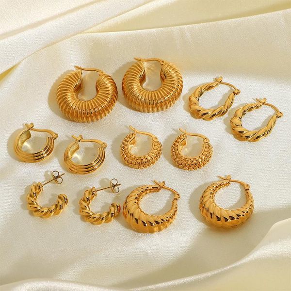 hoop & huggie 18k trendy gold plated filled stainless steel round earring for women fashion jewelry accessories wedding birthday gift, Golden;silver
hoop & huggie 18k trendy gold plated filled stainless steel round earring for women fashion jewelry accessories wedding birthday gift, Golden;silver