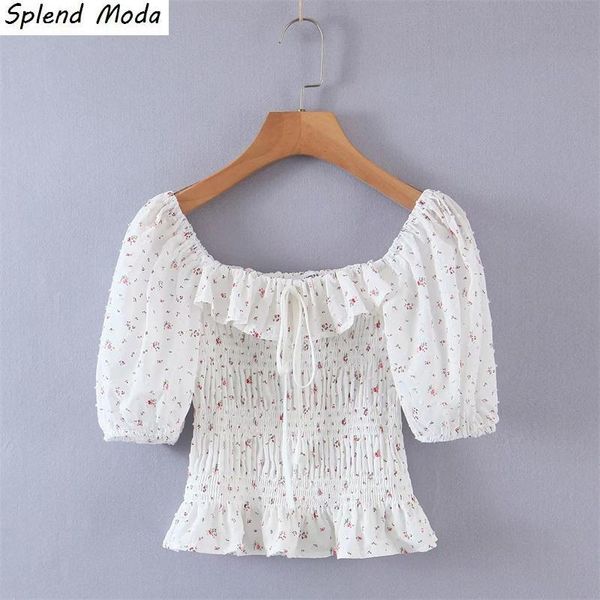 women's blouses & shirts french sweet floral lace-up ruffle square collar blouse 2021 summer prairie chic puff sleeve elastic waist cro, White
women's blouses & shirts french sweet floral lace-up ruffle square collar blouse 2021 summer prairie chic puff sleeve elastic waist cro, White