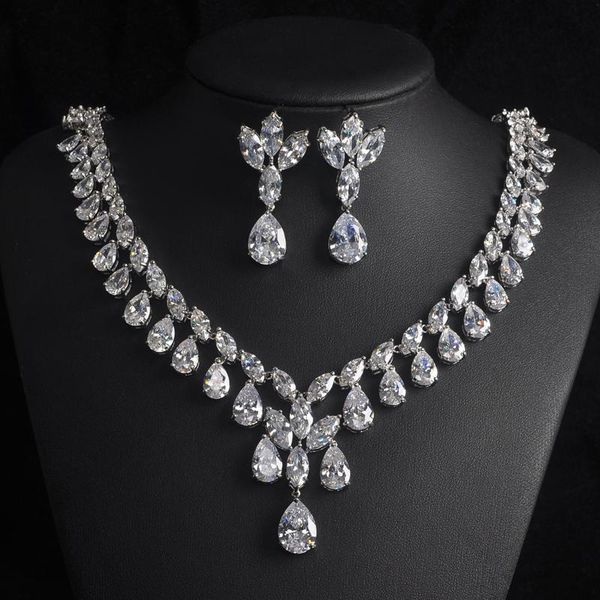 earrings & necklace sparkly water drop shape around set full cubic zirconia stone jewelry sets women bridal dress accessories gift s-009, Silver
earrings & necklace sparkly water drop shape around set full cubic zirconia stone jewelry sets women bridal dress accessories gift s-009, Silver