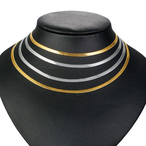 trendy fashion jewelry gold color stainless steel girl's lady women snake chain short choker necklaces chokers, Golden;silver
trendy fashion jewelry gold color stainless steel girl's lady women snake chain short choker necklaces chokers, Golden;silver