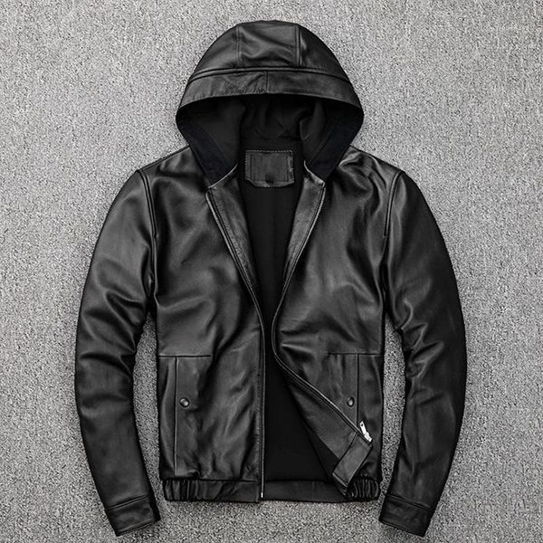 men's leather & faux mens jacket 100% cow collar business men natural high-quality hooded coat h79, Black
men's leather & faux mens jacket 100% cow collar business men natural high-quality hooded coat h79, Black