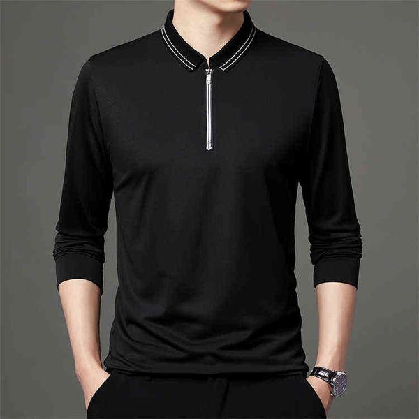 long sleeve t-shirt men's autumn stand collar semi zipper solid color lapel bottomed shirt busins casual t-shirt trend, White;black
long sleeve t-shirt men's autumn stand collar semi zipper solid color lapel bottomed shirt busins casual t-shirt trend, White;black