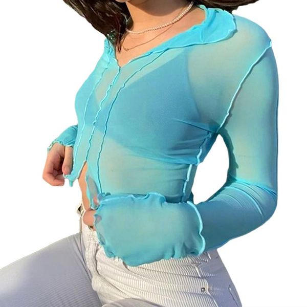 women's swimwear 2021 fashion women blue sheer mesh crop long sleeve v neck solid color see through t-shirt beach bikini cover ups, White;black
women's swimwear 2021 fashion women blue sheer mesh crop long sleeve v neck solid color see through t-shirt beach bikini cover ups, White;black