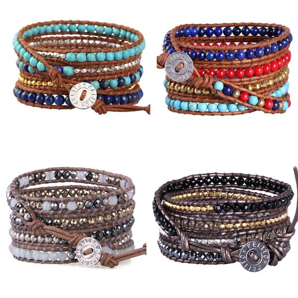 stone beads leather bracelets 5 wrap adjustable charm women men jewelry gifts 2021 long bracelet, Golden;silver
stone beads leather bracelets 5 wrap adjustable charm women men jewelry gifts 2021 long bracelet, Golden;silver