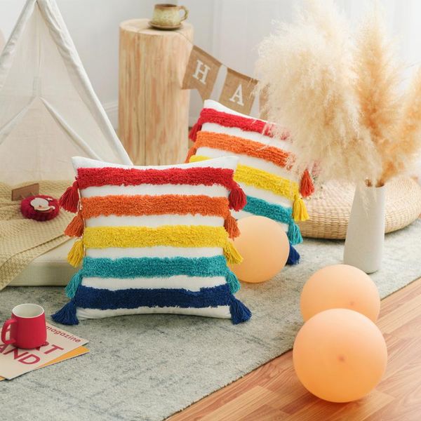 cushion/decorative pillow boho ethnic style bohemian tufted rainbow pillowcase three-dimensional embroidery cushion cover home cases colorfu
cushion/decorative pillow boho ethnic style bohemian tufted rainbow pillowcase three-dimensional embroidery cushion cover home cases colorfu