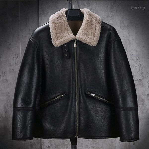 mens sheepskin shearling jacket black leather short motorcycle thicken fur coat casual men's & faux
mens sheepskin shearling jacket black leather short motorcycle thicken fur coat casual men's & faux