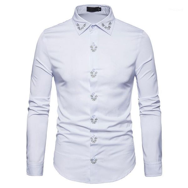fashion brand shirt autumn men slim fit long sleeve casual scial male embroidery blouses, White;black
fashion brand shirt autumn men slim fit long sleeve casual scial male embroidery blouses, White;black