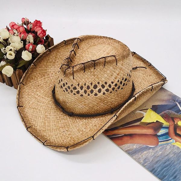wide brim hats lafite caocao knitting cowboy hat summer holiday beach shading nanama edge costume, Blue;gray
wide brim hats lafite caocao knitting cowboy hat summer holiday beach shading nanama edge costume, Blue;gray