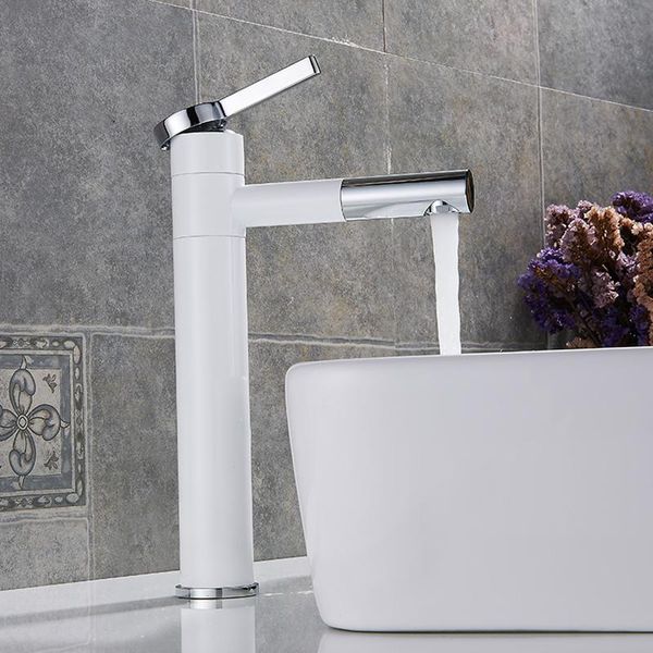 bathroom sink faucets faucet cold & water mixer tap white/black brass basin single handle