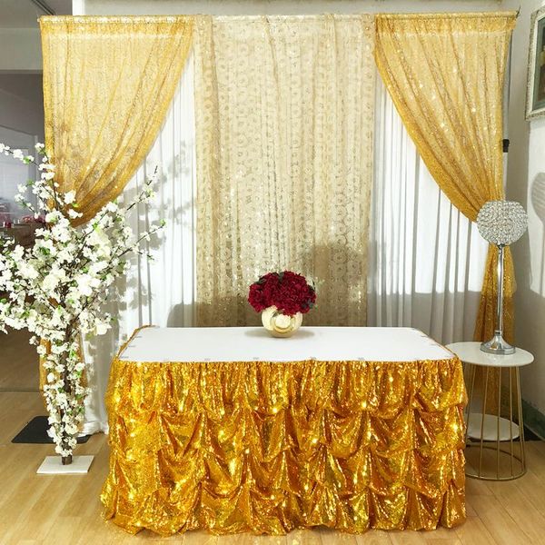arrival 2 piece /lot 10ft l * 30 inch h gold sequin table skirt for wedding decoration
arrival 2 piece /lot 10ft l * 30 inch h gold sequin table skirt for wedding decoration