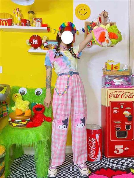 summer plus size harajuku cute womens capris pink plaid cartoon print loose sweatpants female teen high waist wide leg streetwear, Black;white
summer plus size harajuku cute womens capris pink plaid cartoon print loose sweatpants female teen high waist wide leg streetwear, Black;white