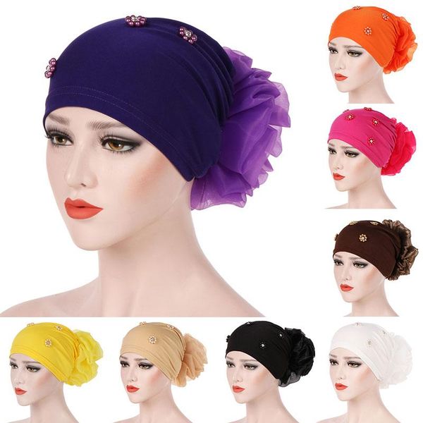 scarves pan flower hat women stylish solid color bandana skin-friendly fabric turban beaded beautiful nice beads baotou cap, Blue;gray
scarves pan flower hat women stylish solid color bandana skin-friendly fabric turban beaded beautiful nice beads baotou cap, Blue;gray
