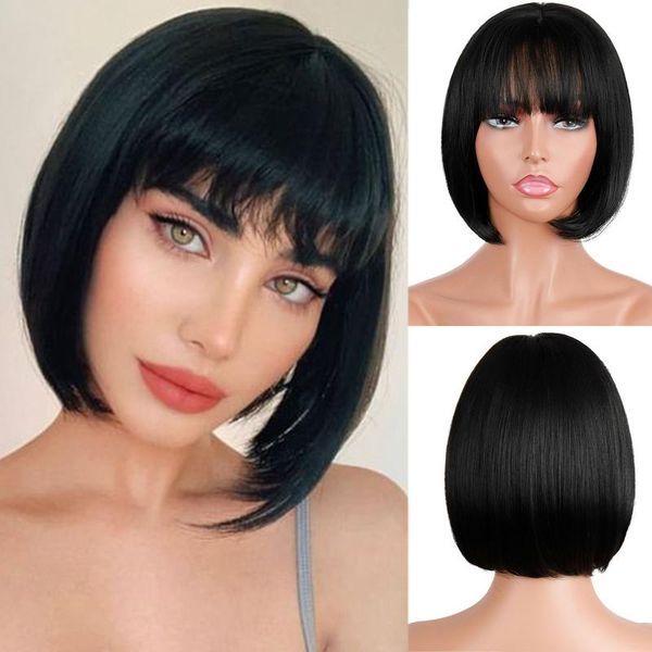 synthetic wigs short bob wig with bangs for women black/gray/brown cosplay party daily use shoulder length
synthetic wigs short bob wig with bangs for women black/gray/brown cosplay party daily use shoulder length