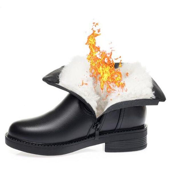 boots classic cowhide autumn woman's warm plush wool winter snow plus size leather cotton shoes, Black
boots classic cowhide autumn woman's warm plush wool winter snow plus size leather cotton shoes, Black