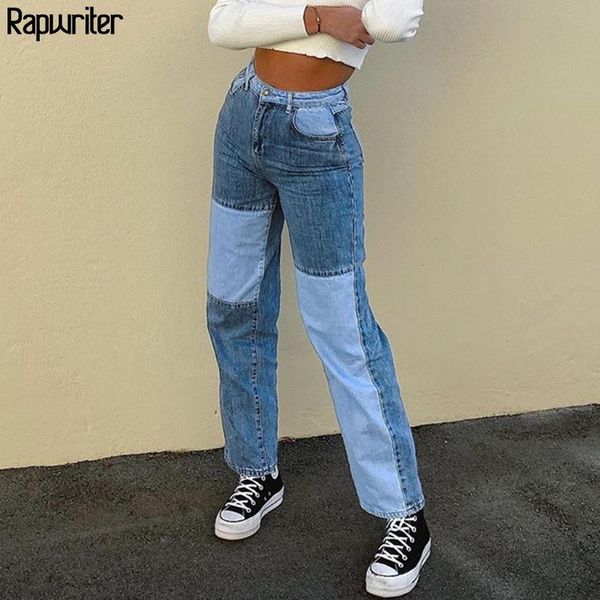 stylish patchwork blue woman jeans plus size 2021 autumn full length high waist vintage denim y2k pant women harajuku streetwear women', Black;white 
stylish patchwork blue woman jeans plus size 2021 autumn full length high waist vintage denim y2k pant women harajuku streetwear women', Black;white