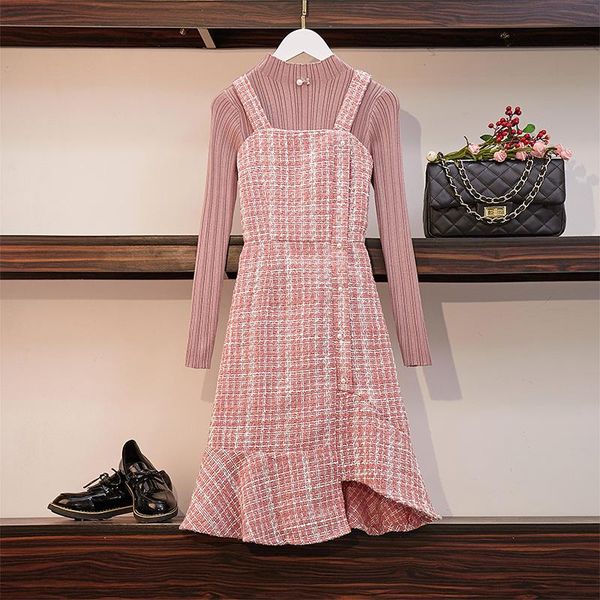 two piece dress fashion week autumn elegant women pink knitted pullover sweaters + ladies tweed strap dresses vestido 2pcs set suit, White
two piece dress fashion week autumn elegant women pink knitted pullover sweaters + ladies tweed strap dresses vestido 2pcs set suit, White