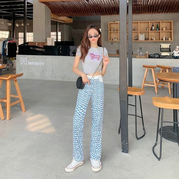 women's jeans korean fashion trends blue white plaid for women summer streetwear teenage girls high waisted denim pants female clothing
women's jeans korean fashion trends blue white plaid for women summer streetwear teenage girls high waisted denim pants female clothing