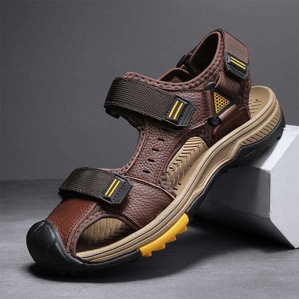 men's sandals outdoor slip on casual shoes big size non slip genuine leather hiking sport walking trekking beach slippers, Black
men's sandals outdoor slip on casual shoes big size non slip genuine leather hiking sport walking trekking beach slippers, Black