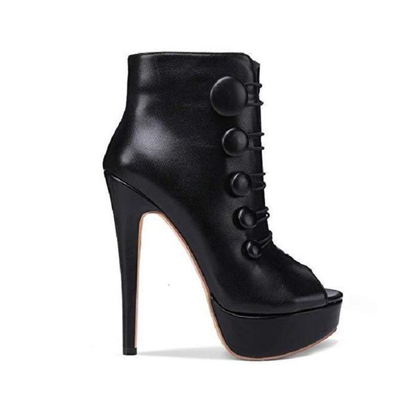 boots winter waterproof platform high heel fine with fashion fish mouth button women's ro3r, Black
boots winter waterproof platform high heel fine with fashion fish mouth button women's ro3r, Black