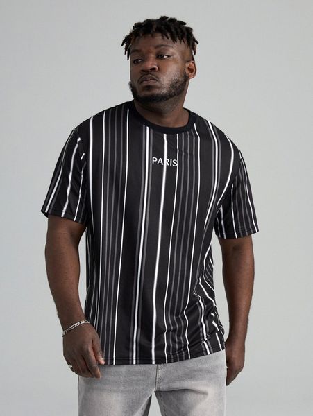 extended sizes men letter graphic striped tee z5up#, White;black
extended sizes men letter graphic striped tee z5up#, White;black