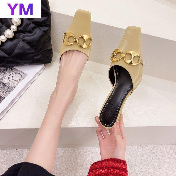 summer metal decorate women sandals square toe high heel fashion ladies heels shoes casual slip-on thin gladiator, Black 
summer metal decorate women sandals square toe high heel fashion ladies heels shoes casual slip-on thin gladiator, Black