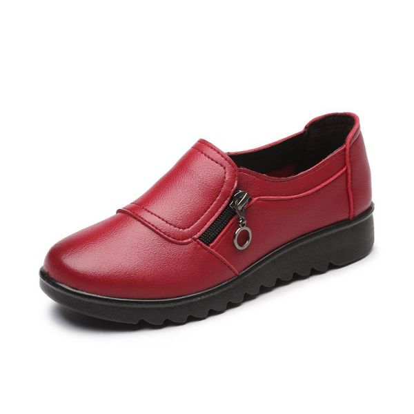 boots autumn women's shoes fashion casual women leather flat ladies slip on comfortable black work flats