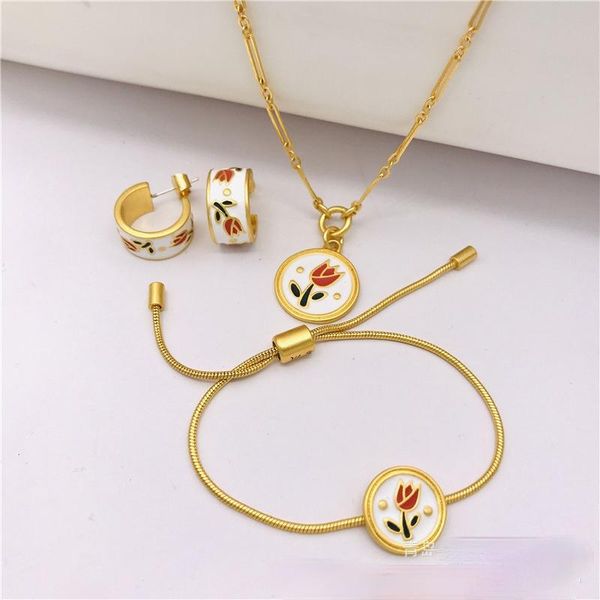 pendant necklaces original niche design brass round tulip shape hand-painted enamel necklace women, Silver
pendant necklaces original niche design brass round tulip shape hand-painted enamel necklace women, Silver