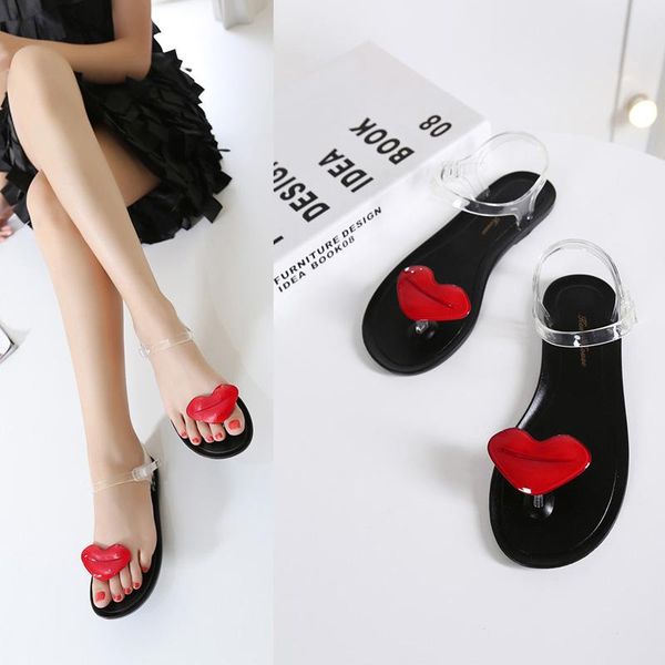 sandals fashion bohemian style shoes beautiful red lips inlay jelly flat for women (size 35-40), Black
sandals fashion bohemian style shoes beautiful red lips inlay jelly flat for women (size 35-40), Black