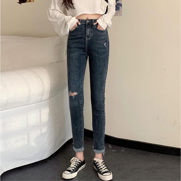 autumn ripped women's jeans high waist ankle length pants woman destroyed pencil mujer plus size skinny with hole, Blue
autumn ripped women's jeans high waist ankle length pants woman destroyed pencil mujer plus size skinny with hole, Blue