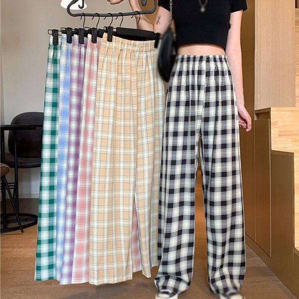 spring autumn style casual fashion wild loose plaid print straight pants women's & capris, Black;white
spring autumn style casual fashion wild loose plaid print straight pants women's & capris, Black;white