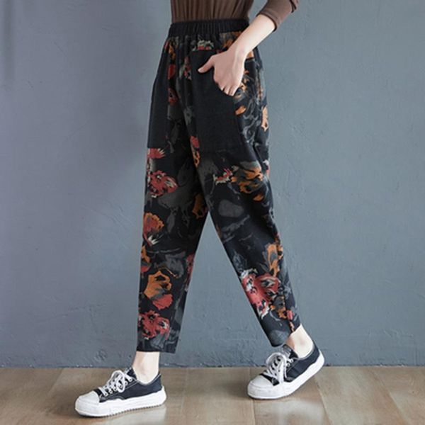 autumn women loose casual elastic waist harem pants all-matched thicken cotton denim vintga print jeans plue size a683 women's, Blue
autumn women loose casual elastic waist harem pants all-matched thicken cotton denim vintga print jeans plue size a683 women's, Blue