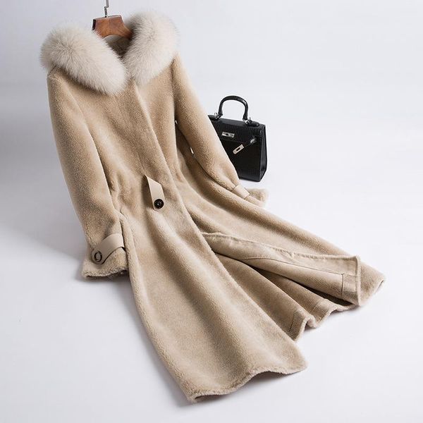 women's fur & faux real coat women clothes 2021 sheep shearing korean collar hooded 100% wool jacket manteau femme 8001 yy1927, Black
women's fur & faux real coat women clothes 2021 sheep shearing korean collar hooded 100% wool jacket manteau femme 8001 yy1927, Black