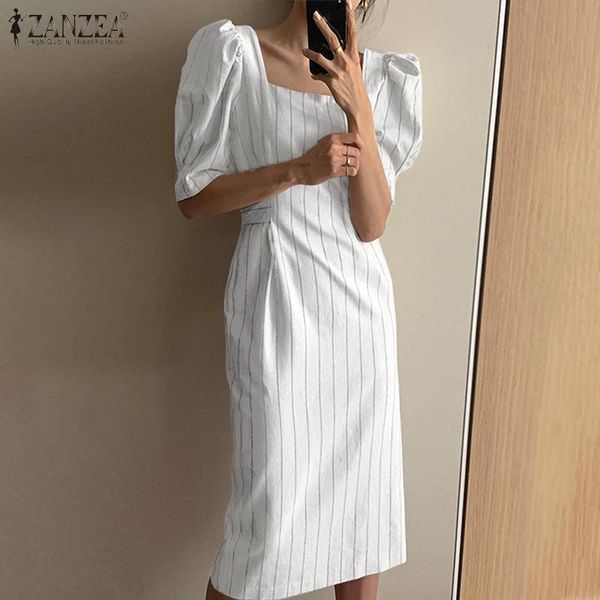 party dresses 2022 fashion summer ol dress women striped sundress puff sleeve midi vestidos female split square neck robe femme belte, White;black
party dresses 2022 fashion summer ol dress women striped sundress puff sleeve midi vestidos female split square neck robe femme belte, White;black