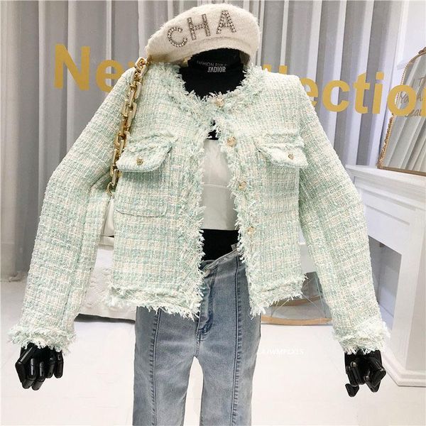 women's jackets temperament korean style tweed short jacket women 2021 spring autumn casual retro elegant simple female top, Black;brown
women's jackets temperament korean style tweed short jacket women 2021 spring autumn casual retro elegant simple female top, Black;brown