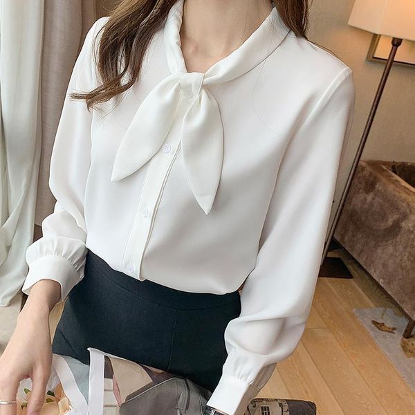 women's blouses & shirts women 2021 spring fashion solid color chiffon female long sleeve bow ladies loose thin casual u221, White
women's blouses & shirts women 2021 spring fashion solid color chiffon female long sleeve bow ladies loose thin casual u221, White