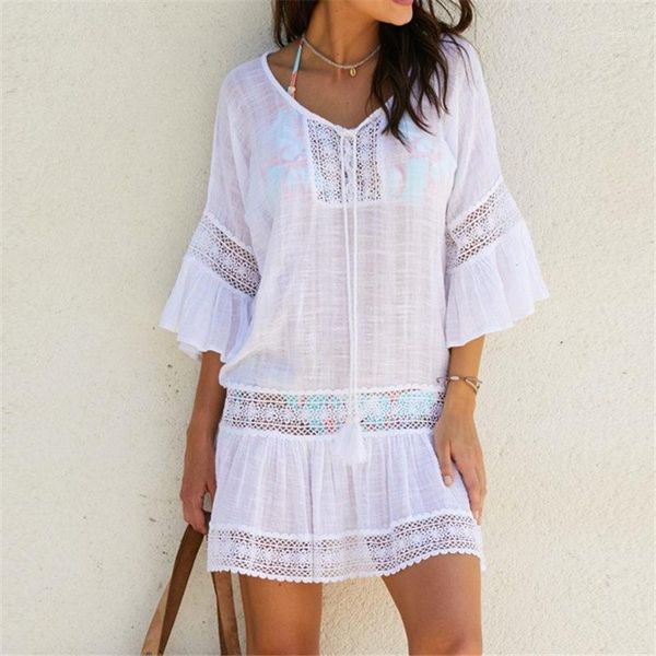white cotton women cover up summer swimwear loose beach dress swimsuit bikini ups kaftan tunic 2021 women's, White;black
white cotton women cover up summer swimwear loose beach dress swimsuit bikini ups kaftan tunic 2021 women's, White;black