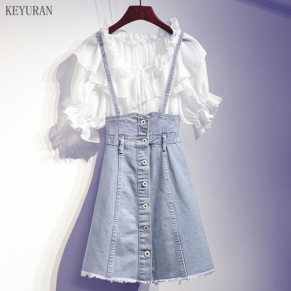 two piece dress 2 set women 2021 summer denim strap and white chiffon off shoulder crop outfit women's suit
two piece dress 2 set women 2021 summer denim strap and white chiffon off shoulder crop outfit women's suit