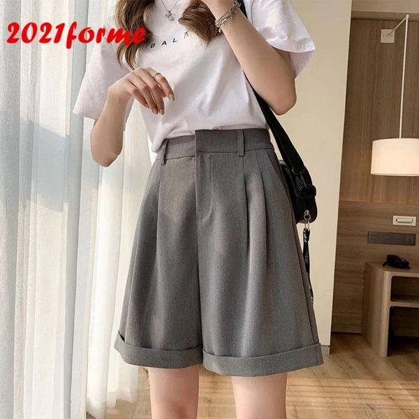 women's shorts summer solid wide leg gray white high waist loose casual short femme back elastic plus size women, White;black
women's shorts summer solid wide leg gray white high waist loose casual short femme back elastic plus size women, White;black