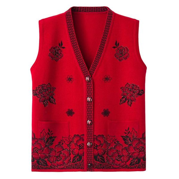 women's vests plus size middle-aged women knitted vest spring autumn printed v-neck sweater coat female fashion cardigan, Black;white
women's vests plus size middle-aged women knitted vest spring autumn printed v-neck sweater coat female fashion cardigan, Black;white