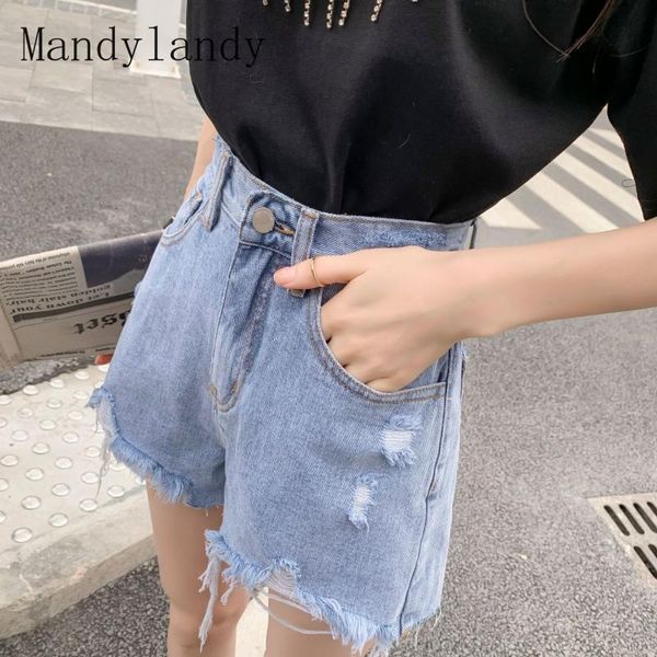 women's shorts mandylandy denim summer fashion button high waist wide leg casual loose hole, White;black
women's shorts mandylandy denim summer fashion button high waist wide leg casual loose hole, White;black